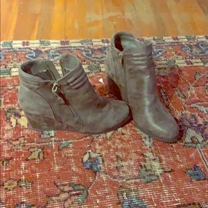 Sugar Grey suede wedge ankle boots NWOT
